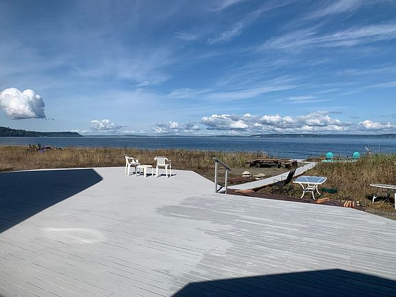 The deck looking North. Point No Point is on the middle left. Whidbey Island is on the center and right.