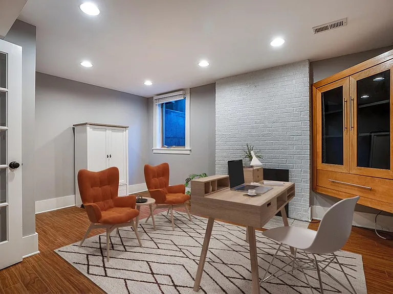 This image shows a virtually furnished space. This space comes unfurnished.