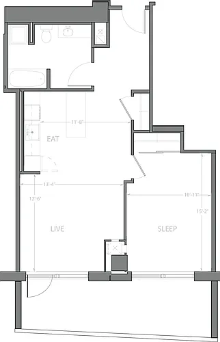 Floor plan 1 Bedroom H with Terrace