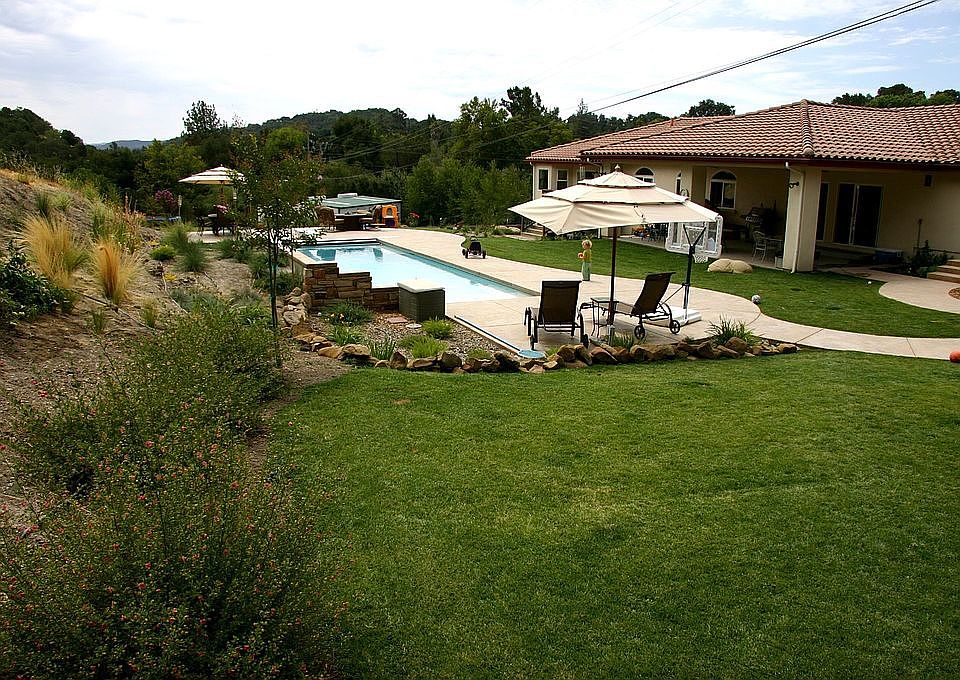 August 2007, Pool, grass and landscaping pretty much complete.