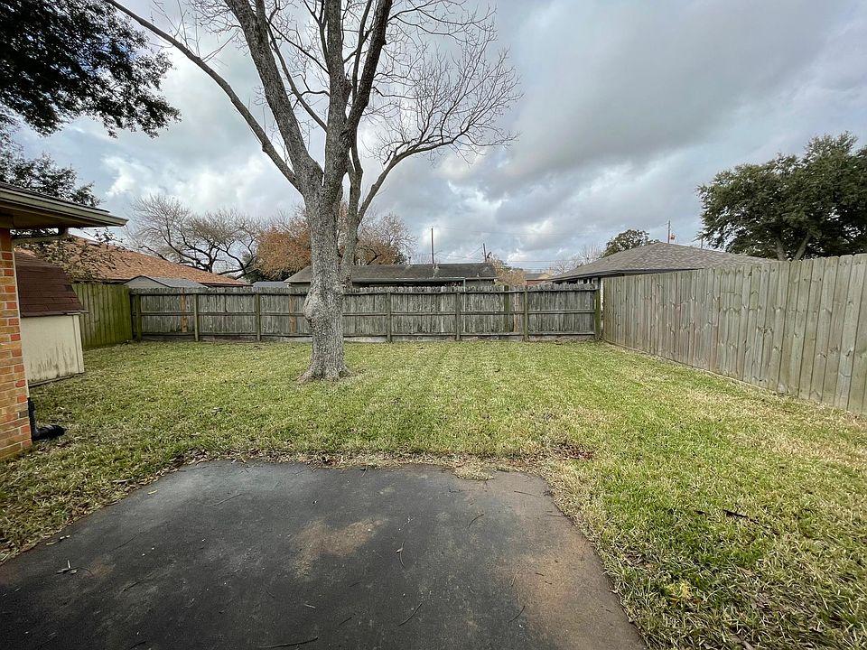Back yard with storage building