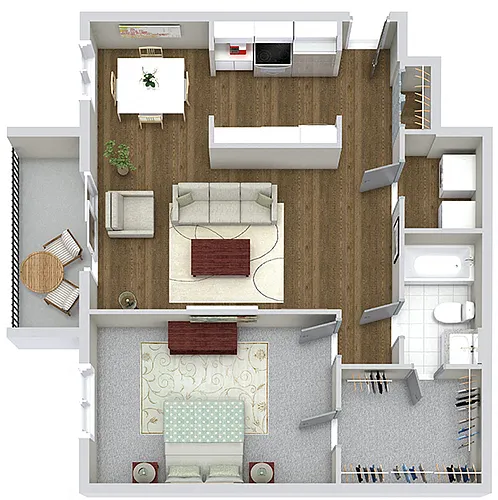 Floor plan 1 Bedroom 1 Bath