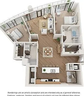 2 BR x 2 BA Flat - B Floorplan 2 BR x 2 BA Flat - B Floorplan