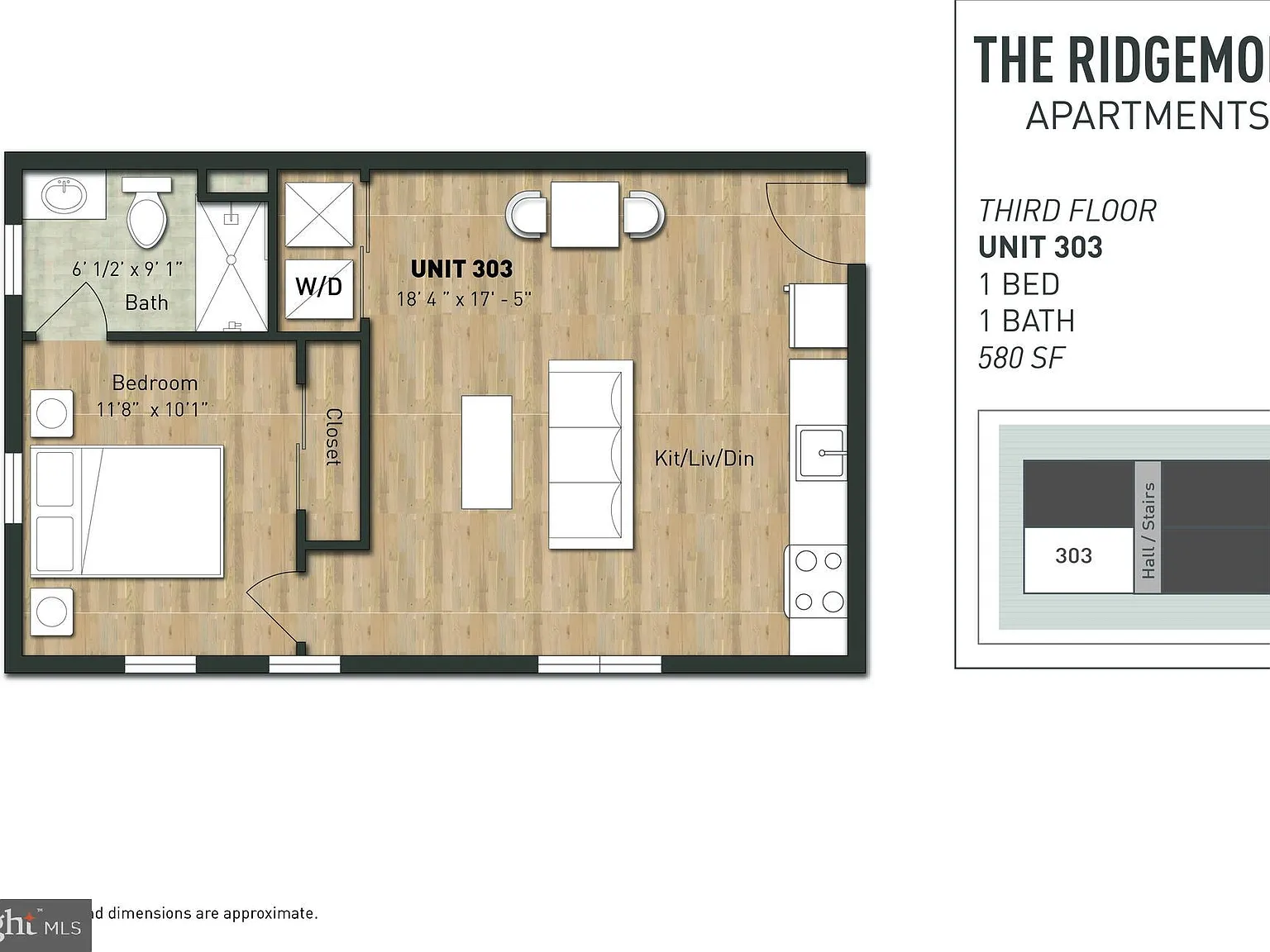1 bed, 1.0 bath, 580 sqft, $1,395 — Photo 4