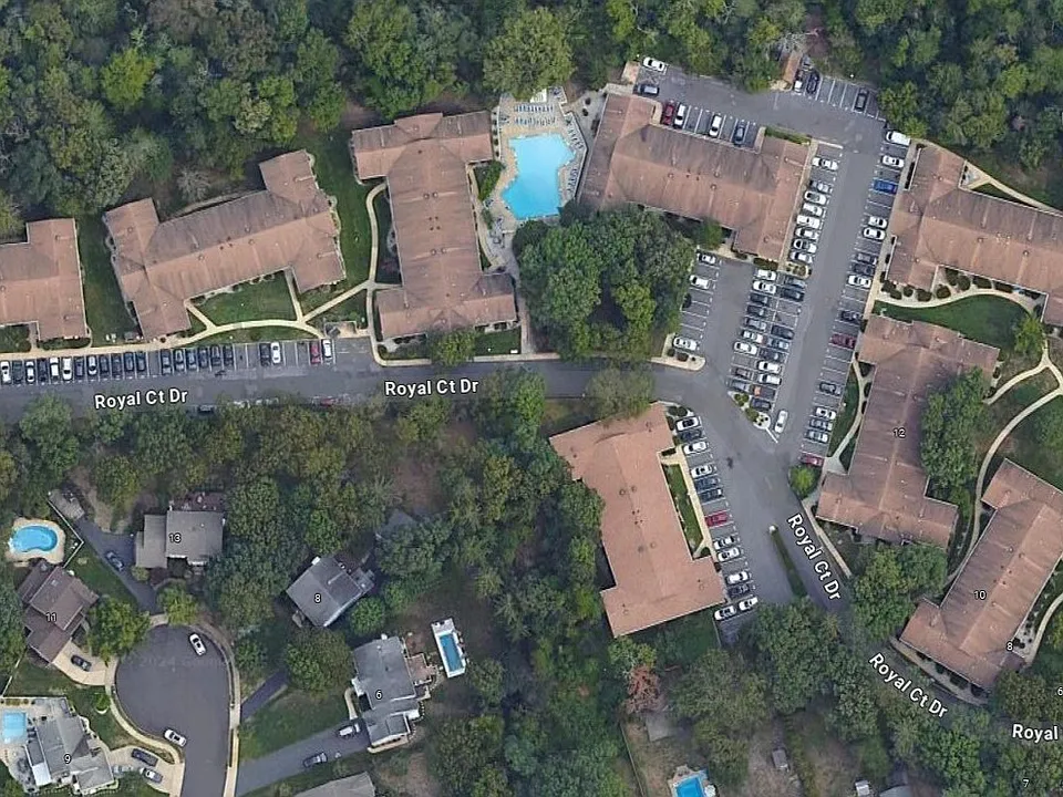 Aerial view of Royal Court Apartments complex