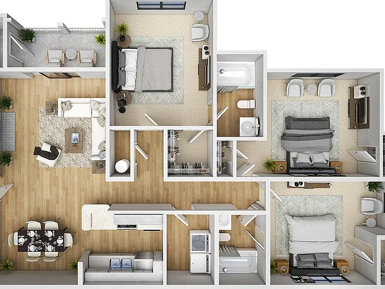 3 Bedroom | 2 Bath | 1295 SF 3 Bedroom | 2 Bath | 1295 SF