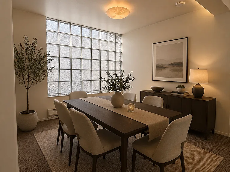 Virtually staged photo of dining area