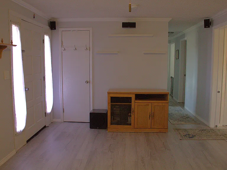 Living room (media cabinet, rugs, speakers not included)