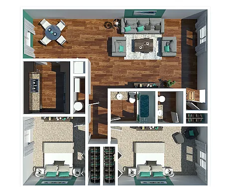 Floor plan Two Bedroom | One and a Half Bathroom