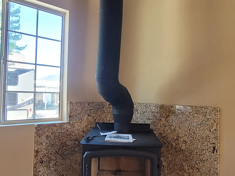 New fireplace with quartz base.
