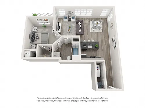Floor plan 1 Bedroom E