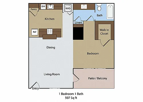Floor plan 1 BR 1 BA