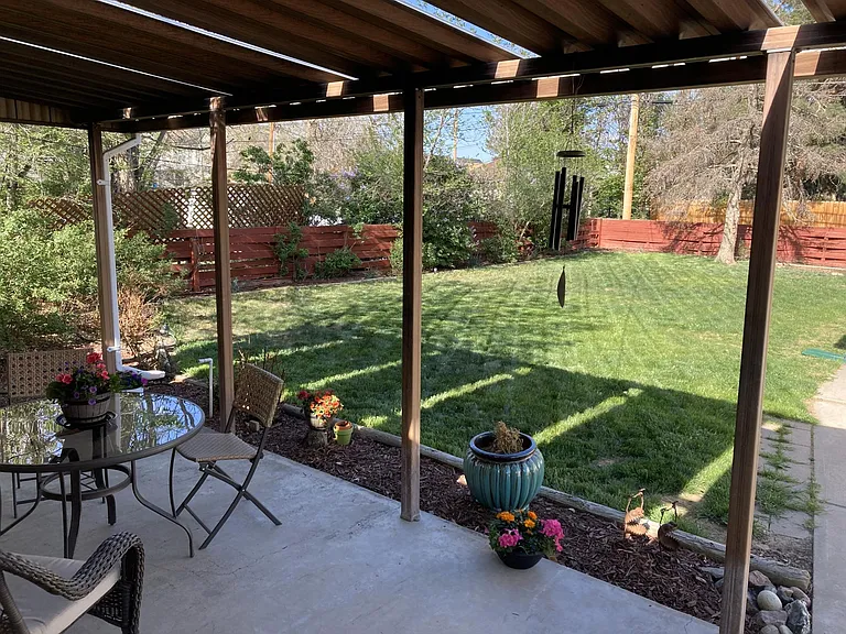 Back deck and backyard
