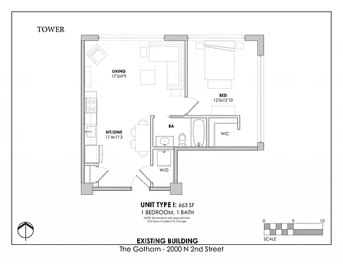Floor plan 1 bed 1 bath