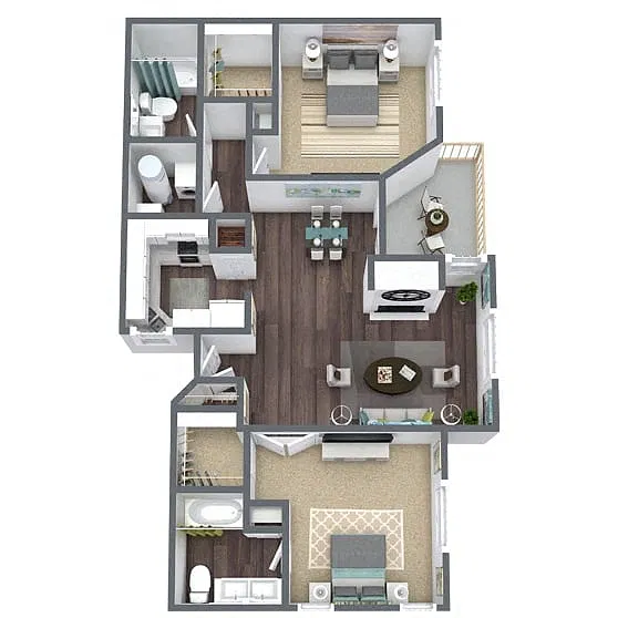 Floor plan B2: 2 Bed 2 Bath