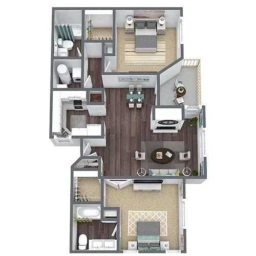 Floor plan B2: 2 Bed 2 Bath