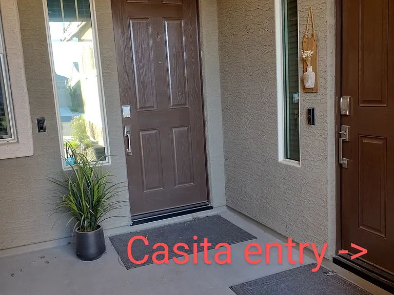 Private casita entry is door to the right