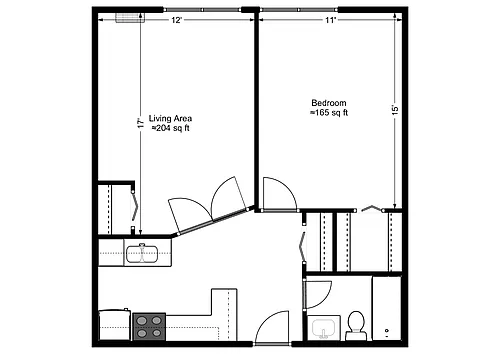 Floor plan Deluxe with Breakfast Bar