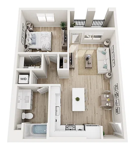 Floor plan 1BD, 1BTH A1