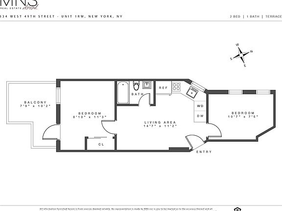 2nd image of 334 W 49th St APT 1RW
