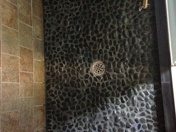 Pebble stone shower floor