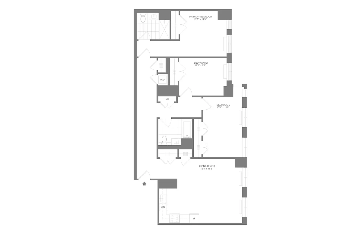 Floor plan D2 | 3 Bed | 2 Bath
