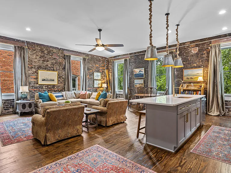 Open concept kitchen and living space.