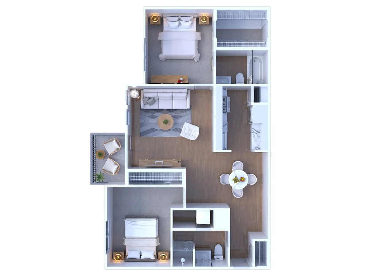 Floor plan 2 Bedroom 2 Bath Classic