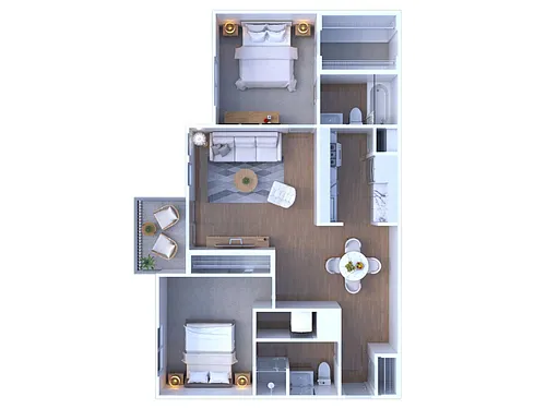 Floor plan 2 BR - 2 BTH Renovated