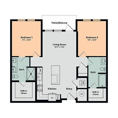 Floor plan 2 Bed / 2 Bath