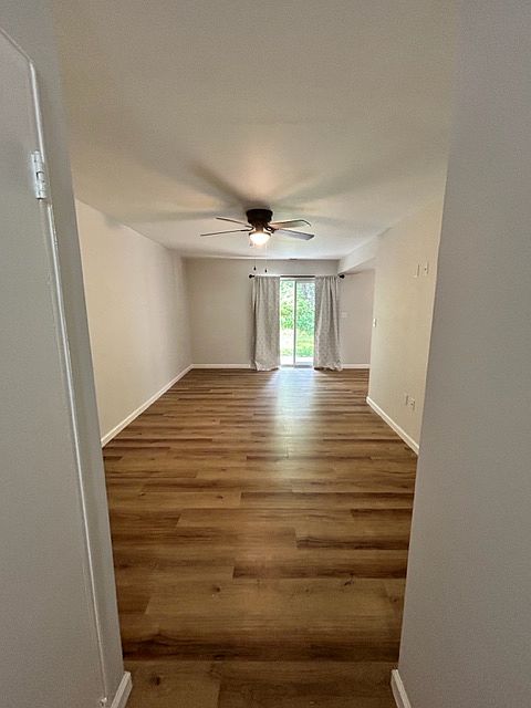 looking from the hallway to the sliding glass door