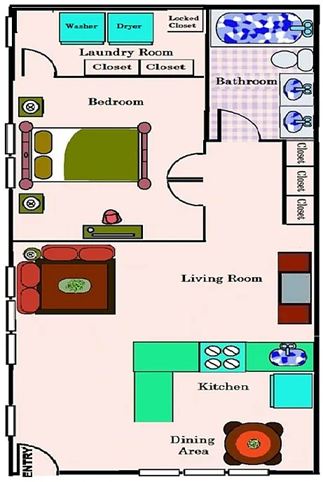 Floor plan 1 Bedroom Private Entrance