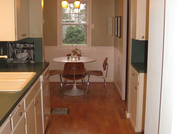 kitchen & nook looking out to backyard