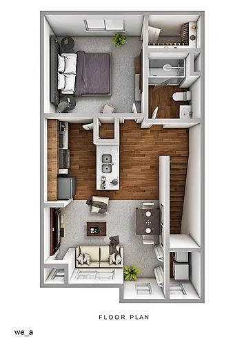 Floor plan Flat Style Upper 1 Bedroom 1 Bathroom