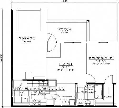Floor plan 1 Bedroom Unit