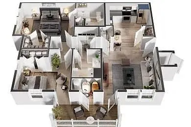 Floor plan 2 Bedrooms, 2 Bathrooms
