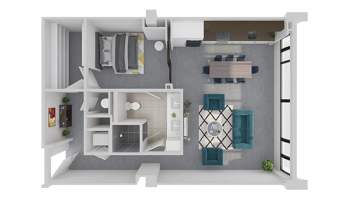 Floor plan A8 - 1 Bedroom 1 Bath