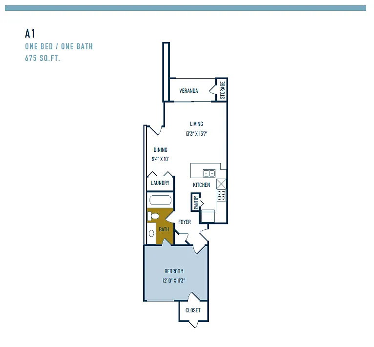 Floor plan One Bedroom / One Bath