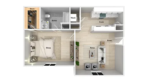 Floor plan 1 Bedroom 1 Bathroom