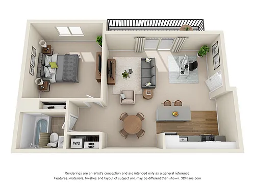 Floor plan 1-Bedroom 1-Bathroom