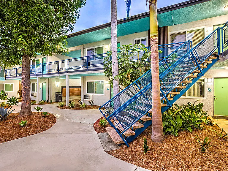 The Island Apartments exterior view of staircase