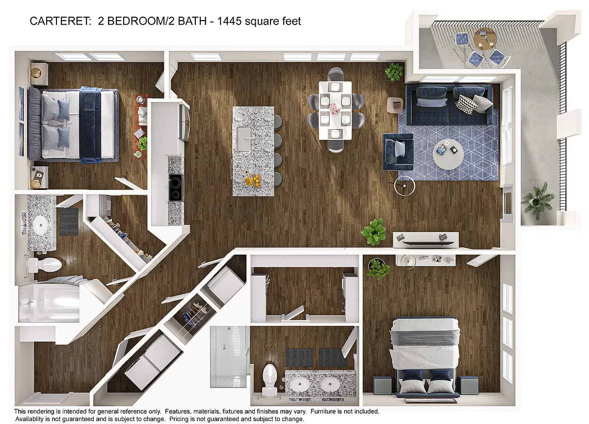 Floor plan 2x2 Carteret B2