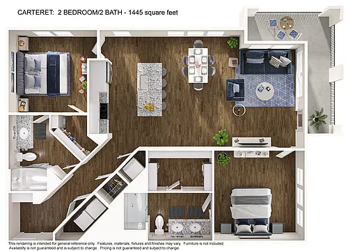 Floor plan *2x2 Carteret B2