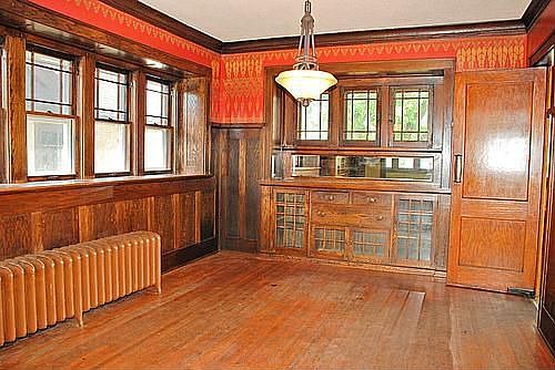 Hand stenciled dining room walls