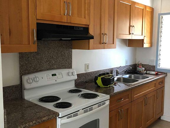 Newly installed kitchen cabinets