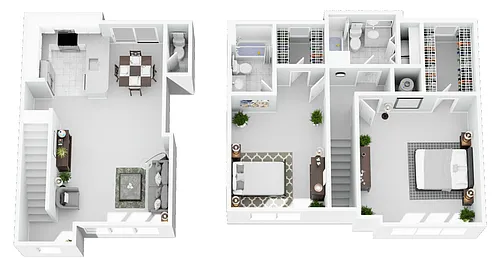 Floor plan 2 Bed Townhouse 2 UP + $150 Attached Garage (Firep