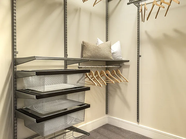Huge walk in closets with shelving system
