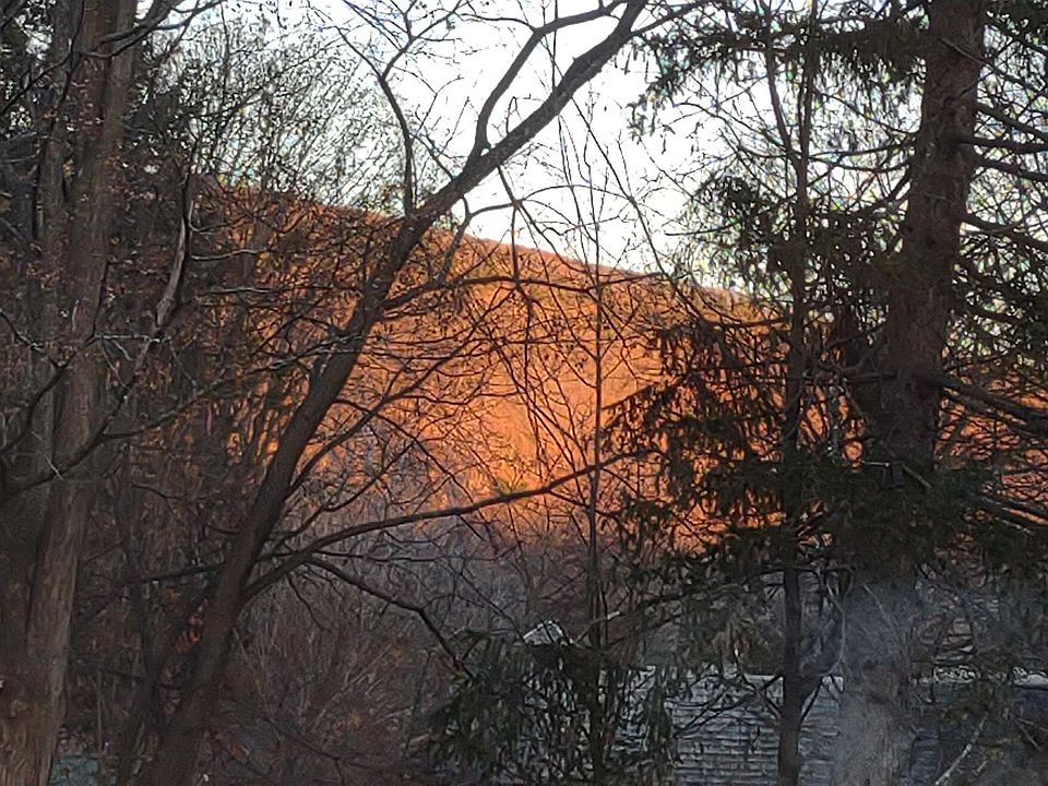 The view from the living room & kitchen. That''s the mountain illuminated in the afternoon sunshine.