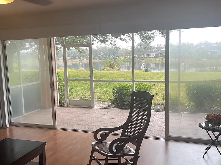 Living room with lake view