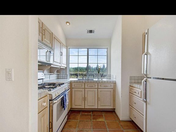 Kitchen with view to vineyard